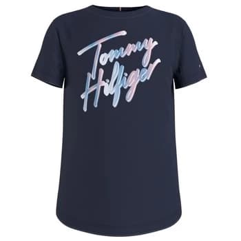Image of Tommy Hilfiger KG0KG05870-C87 Girls Childrens T shirt in Blue - Sizes 8 years,12 years,14 years,16 years
