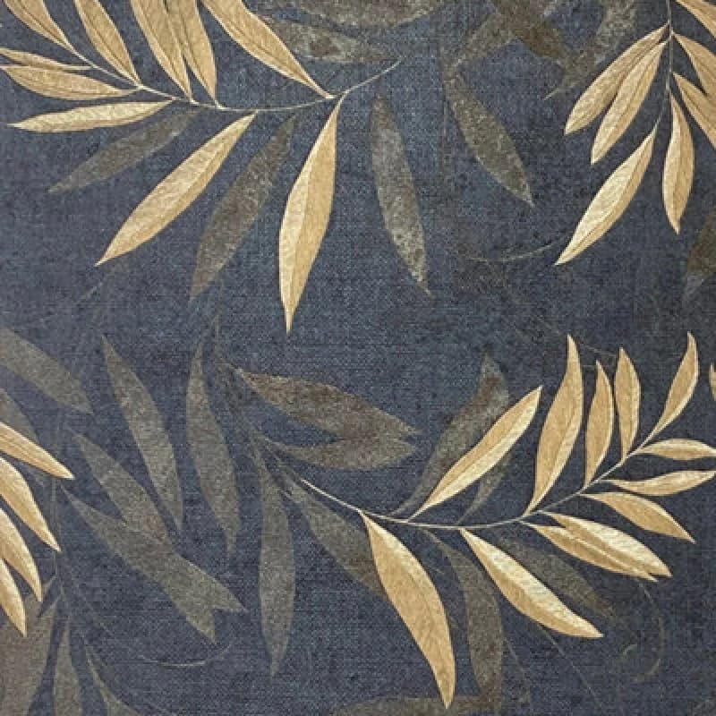 Image of Arthouse Arthouse Luxury Leaf Navy Champagne Wallpaper