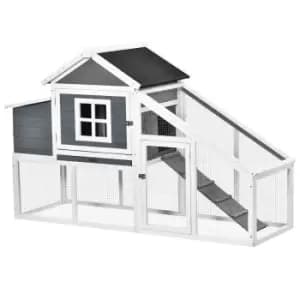 Image of Pawhut Wooden Chicken Coop Withoutside Run Nesting Box Slide Out Tray Ramp - White
