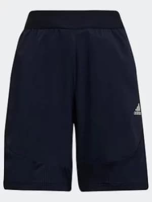 Image of Boys, adidas Xfg Aeroready Sport Shorts, Blue/White, Size 7-8 Years