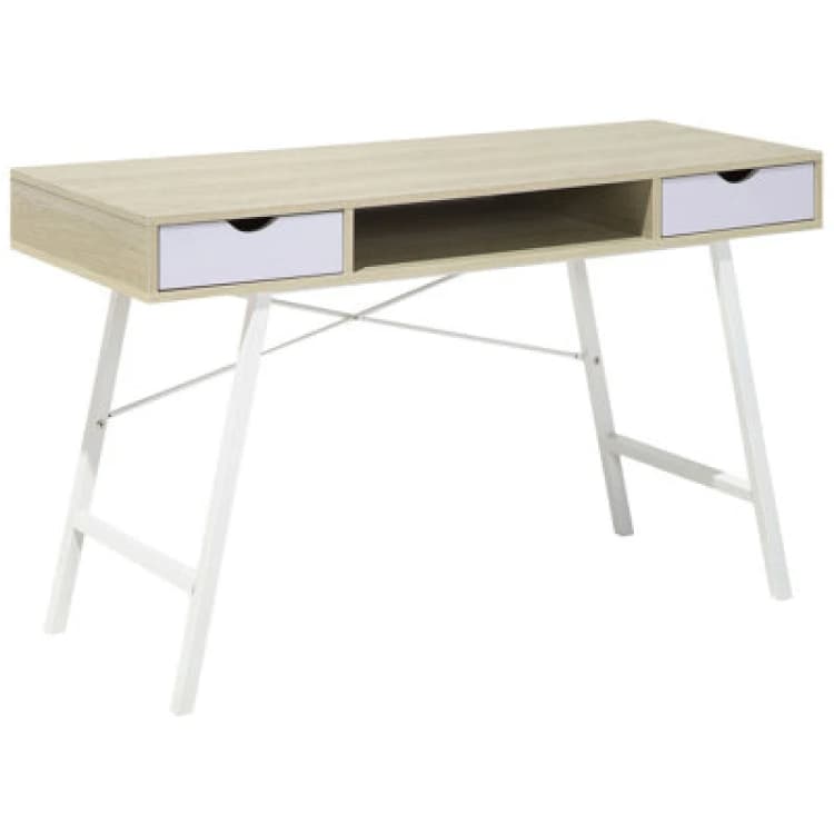 Image of Beliani Home Office Desk Clarita Light Brown 120 Cm 48cm With Storage