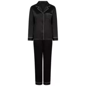 Image of Towel City Womens/Ladies Satin Long PJ Set (M/L) (Black)