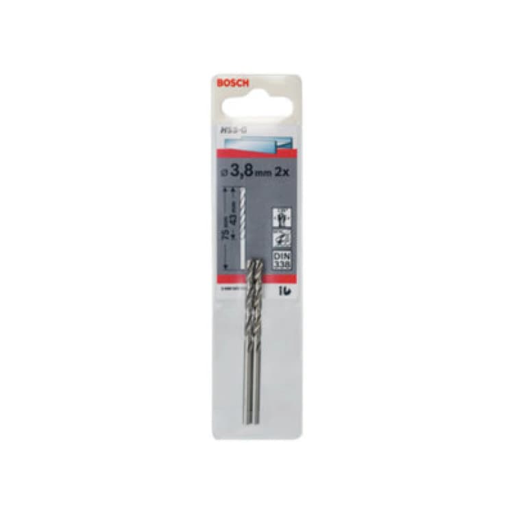 Image of Bosch HSS-G Drill Bit 3.8mm Pack of 2