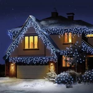 Image of 480 LED Snowing Icicle Christmas Lights - White.