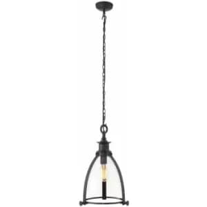 Image of Ceiling Pendant Light Aged Bronze Plate & Clear Glass 40W E27 GLS e10790