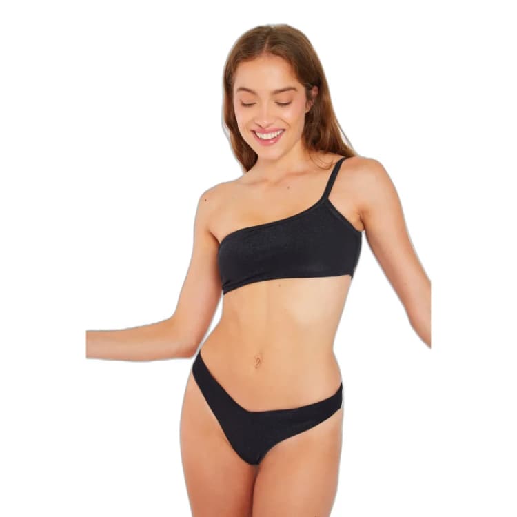 Image of banana moon womens swim bikini top by Banana moon Abelo Lightglitter Noir Female XS