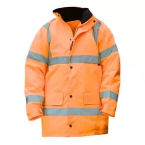 Image of Warrior Mens Nevada High Visibility Safety Jacket (XXL) (Fluorescent Orange)