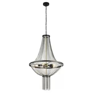 Image of Baguette 5 Light Pendant, Black, Satin Brass