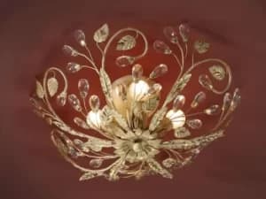Image of Verdi 4 Light Crystal Flush Ceiling Light White, gold, E14