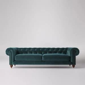 Image of Swoon Winston Velvet 4 Seater Sofa - 4 Seater - King Fisher