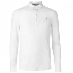 Image of Farah Vintage Farah Merriweather Long Sleeve Polo Mens - White