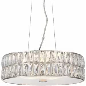 Image of Led Ceiling Pendant Light 25W Warm White chrome & crystal Feature Lamp Shade