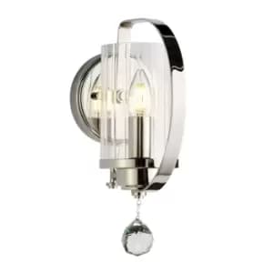 Image of Wall Light Sconce Highly Polished Nickel Finish Plated LED E14 60W Bulb