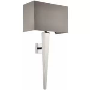 Image of Loops - Rectangular Dimmable Wall Light Chrome & Grey Shade Modern Bedside Lamp Fitting