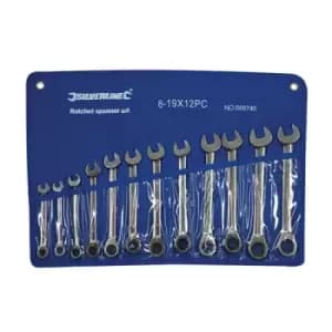 Image of Silverline Fixed Head Ratchet Spanner Set 12pce - 8 - 19mm