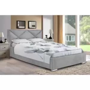 Image of Mevena Bed King Plush Velvet Silver