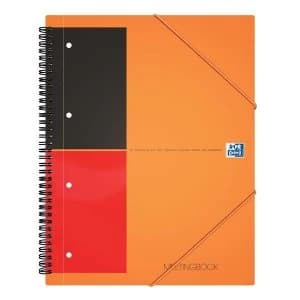 Image of Oxford A4 International 160 Pages 80gsm Wirebound Polypropylene 4 Hole Punched Perforated Meeting Book Orange