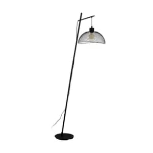Image of Standing Floor Lamp Light Black Mesh Shade 1 x 60W E27 Bulb Tall Living Room