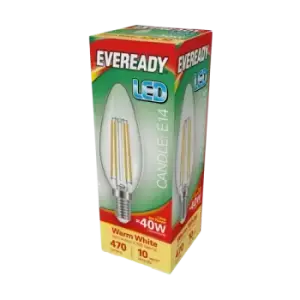 Image of Eveready LED Filament Candle 470LM E14 SES 4W 27000K
