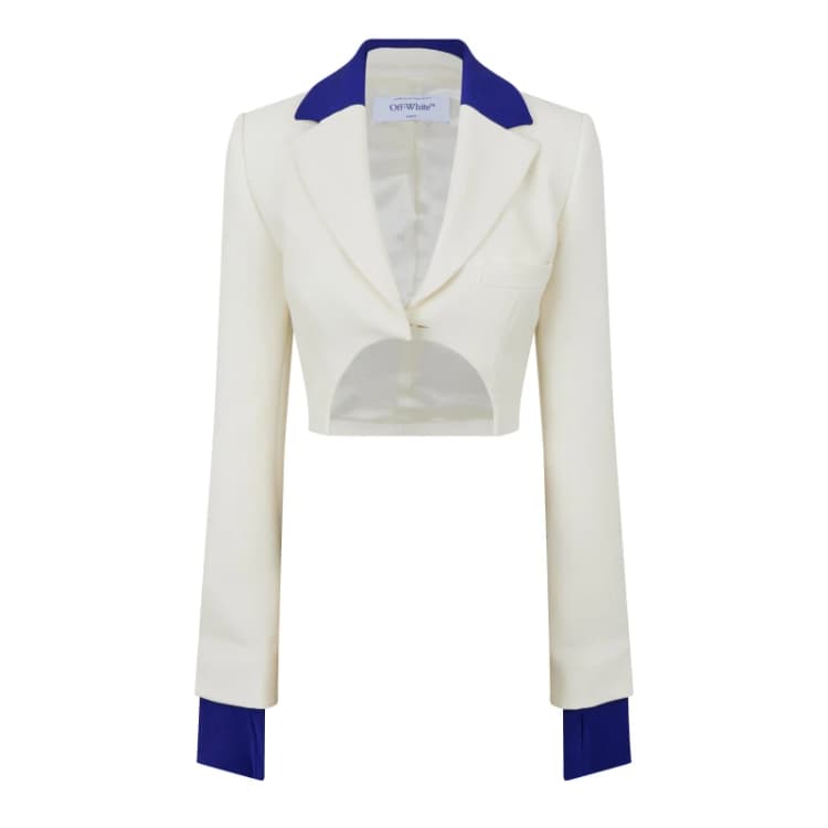 Image of Off White Womens - Cropped Bomber Jacket White Blue female 6 (2XS)