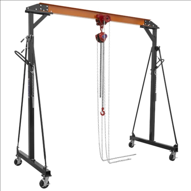 Image of Sealey Portable Gantry Crane Adjustable 1 Tonne with Geared Trolley Combo SG1000KITG