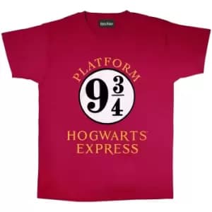 Image of Harry Potter Womens/Ladies Hogwarts Express Boyfriend T-Shirt (XXL) (Burgundy/White)
