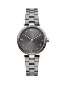 Image of Amanda Walker Eva Grey Sunray And Rose Gold Detail Dial Gunmetal Grey Stainless Steel Bracelet Ladies Watch