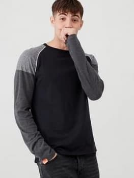 Image of Superdry Desert Long Sleeved Baseball T-Shirt - Black, Size L, Men