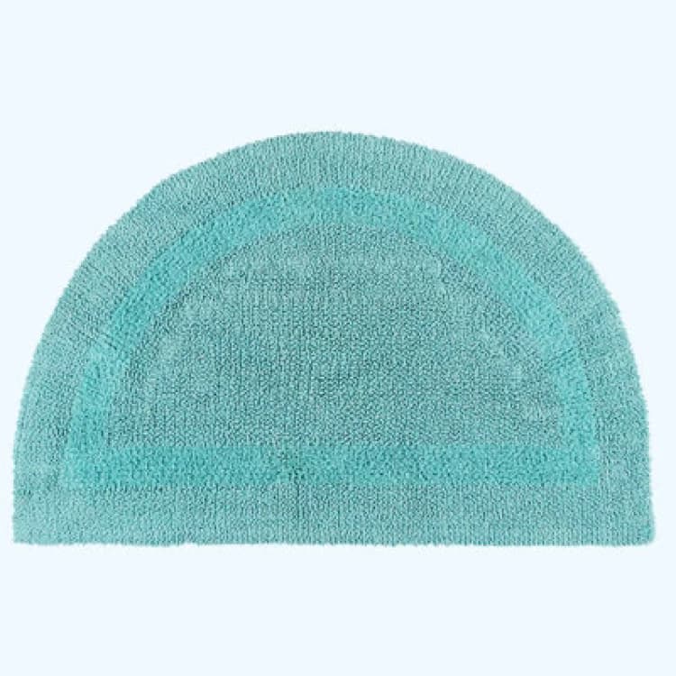 Image of Homescapes Luxury Reversible Semi Circle Bath Mat - Aqua