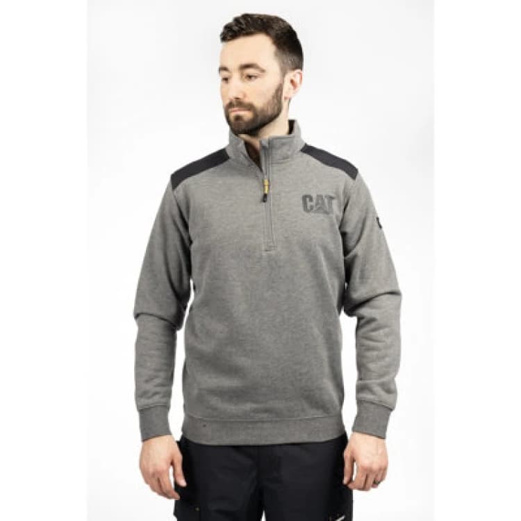 Image of Caterpillar Essential quarter Zip Sweatshirt - Dark Heather Grey Dark Heather Grey Sml