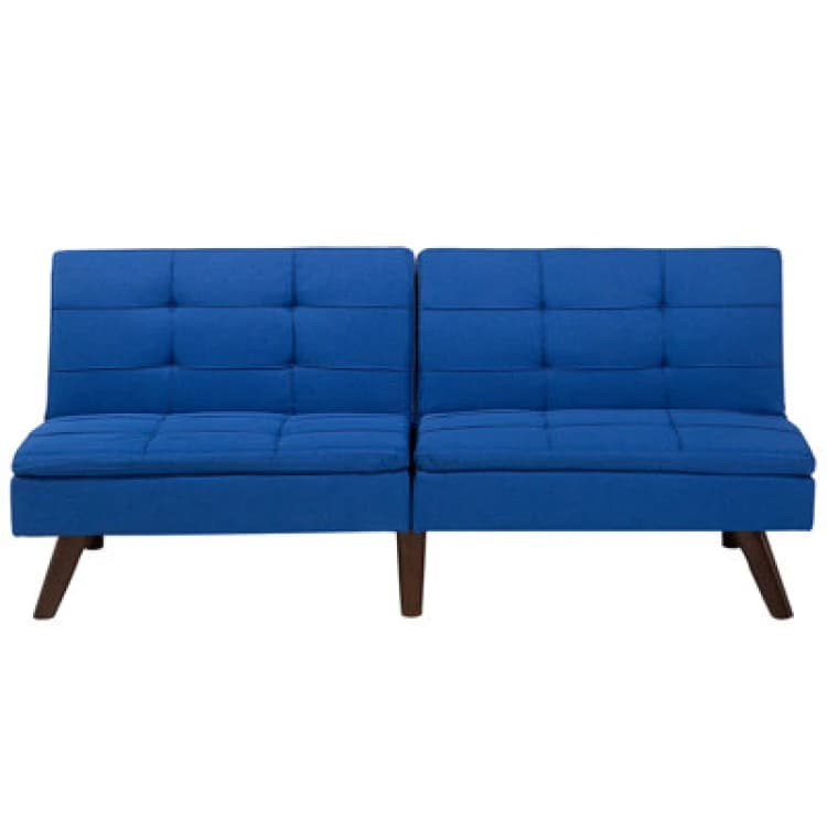 Image of Beliani Sofa Bed 3 Seater Ronne Fabric Navy Blue