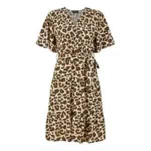 Image of Mela London Brown Animal Print Skater Dress - Brown