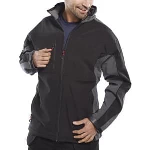 Image of Click Workwear Two Tone Soft Shell Jacket XL Black Grey Ref SSJTTBLGYXL