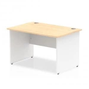 Image of Trexus Desk Rectangle Panel End 1200x800mm Maple Top White Panels Ref