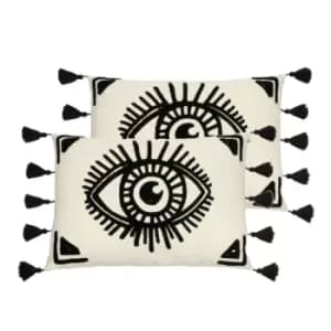 Image of Furn. Ashram Eye Twin Pack Polyester Filled Cushions Monochrome