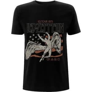 Image of Led Zeppelin - US 1975 Tour Flag Unisex Large T-Shirt - Black