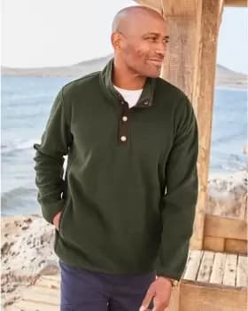Image of Cotton Traders Mens Recycled Microfleece Pullover Top in Green