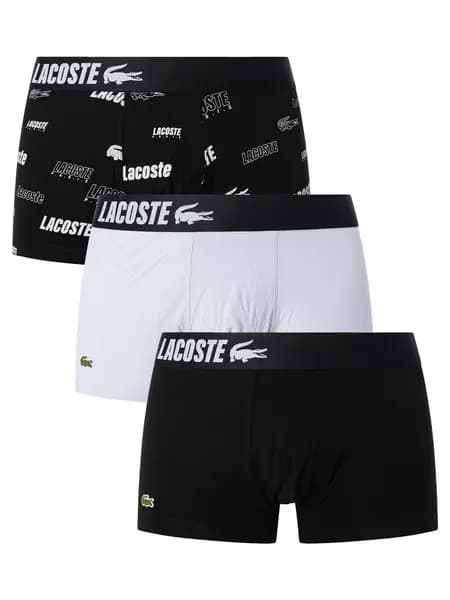 Image of Lacoste 3 Pack Trunks Black/Blue/Pattern XL