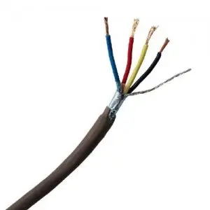 Image of CQR Brown 0.182mm 4 Core 2 Pair Round Professional Screened Copper PVC Intruder Burglar Alarm Security Cable - 1 Meter