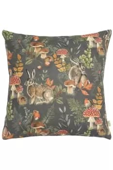 Image of Forest Hare Repeat Hand-Painted Printed Cushion