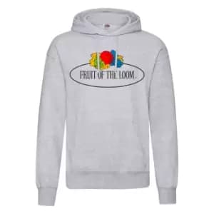 Image of Fruit of the Loom Mens Vintage Big Logo Heather Hoodie (XXL) (Grey Heather)