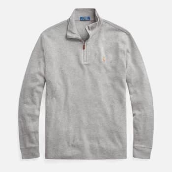 Image of Polo Ralph Lauren Mens Half Zip Estate Rib Jumper - Metallic Grey Heather - L