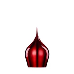 Image of Vibrant 1 Light Large Dome Ceiling Pendant Red, E27