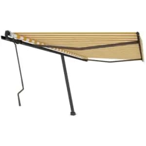 Image of Freestanding Manual Retractable Awning 400x300cm Yellow/White Vidaxl Yellow