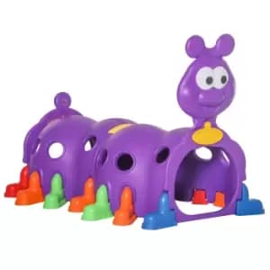 Image of Qaba Play Tunnel for Kids Caterpillar Climbing Crawling Tunnel Equipment for 3-6 Years Old, Indoor Outdoor for Garden Playground, Purple