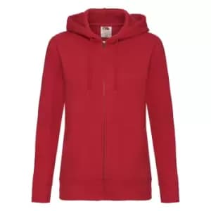Image of Fruit Of The Loom Ladies Lady-Fit Hooded Sweatshirt Jacket (XS) (Red)