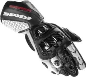 Image of Spidi Carbo Track Evo Motorcycle Gloves, black-white, Size 2XL, black-white, Size 2XL