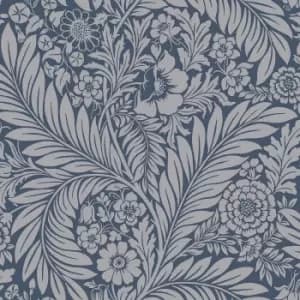 Image of Belgravia Decor Florence Leaf Blue Wallpaper