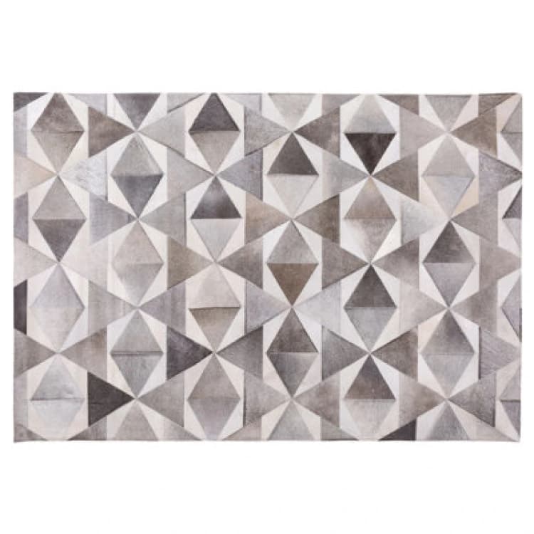 Image of Beliani Rug Alaka Grey 140 X 200 Cm Leather