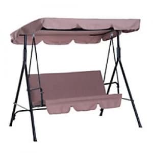 Image of Outsunny Swing Chair Brown Steel, Polyester Fabrics 84A-054BN